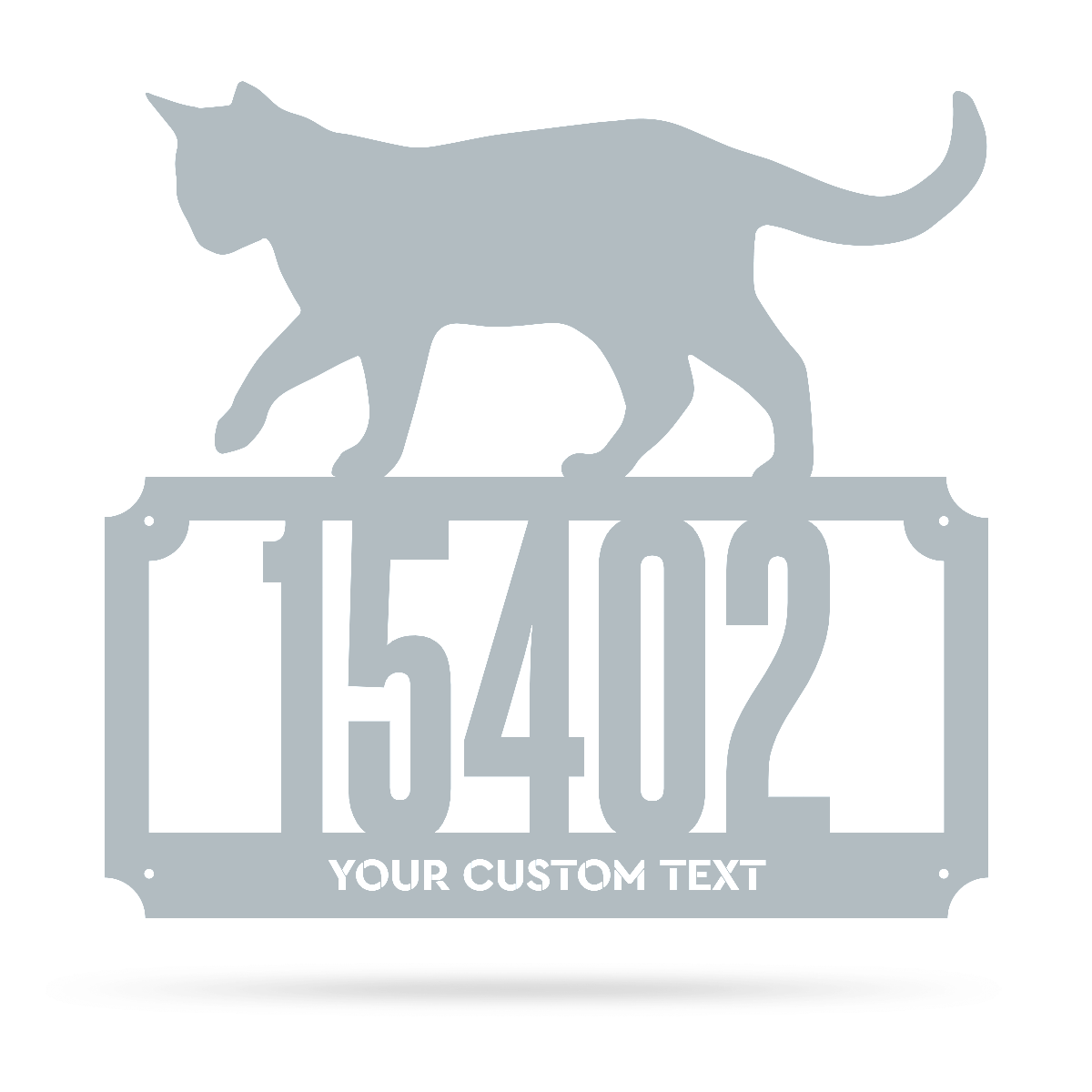2 Line Cat Address Monogram 17"x18" / Textured Silver - RealSteel Center