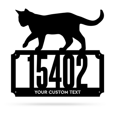 2 Line Cat Address Monogram 17"x18" / Black - RealSteel Center