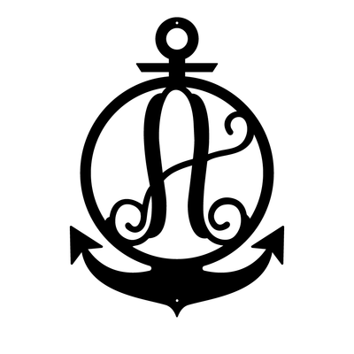 Anchor Initial Monogram 24"x17" / Black / A - RealSteel Center