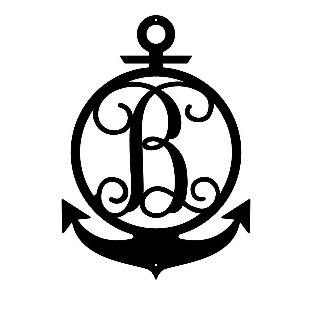 Anchor Initial Monogram 24"x17" / Black / B - RealSteel Center
