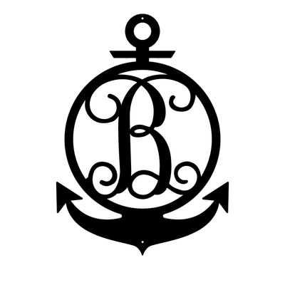 Anchor Initial Monogram 24"x17" / Black / B - RealSteel Center