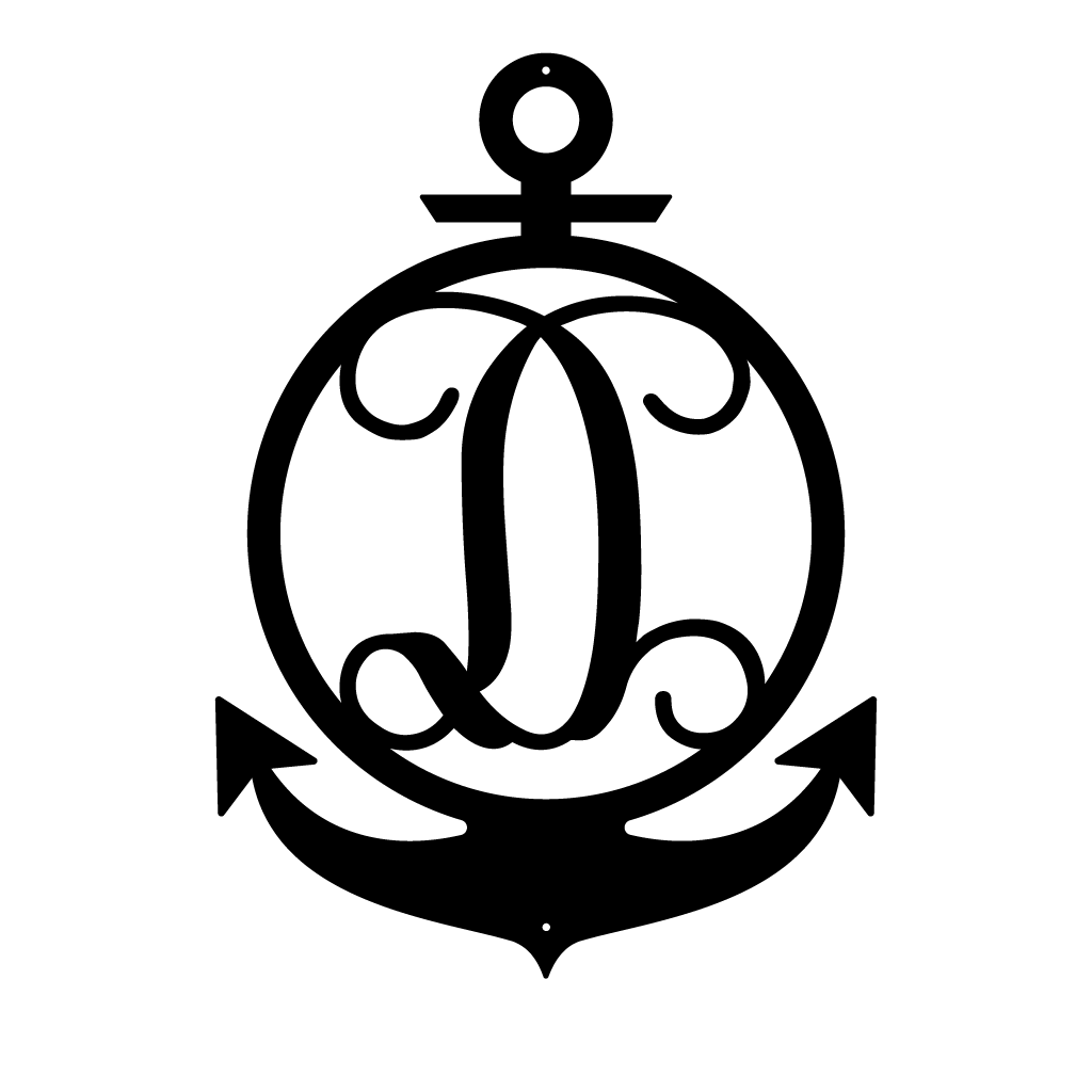 Anchor Initial Monogram 18"x13" / Black / D - RealSteel Center