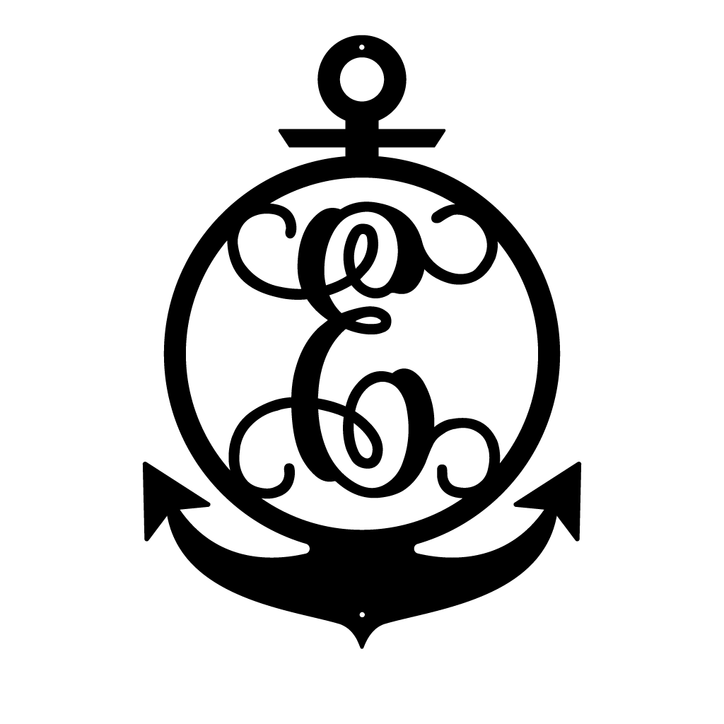 Anchor Initial Monogram 18"x13" / Black / E - RealSteel Center