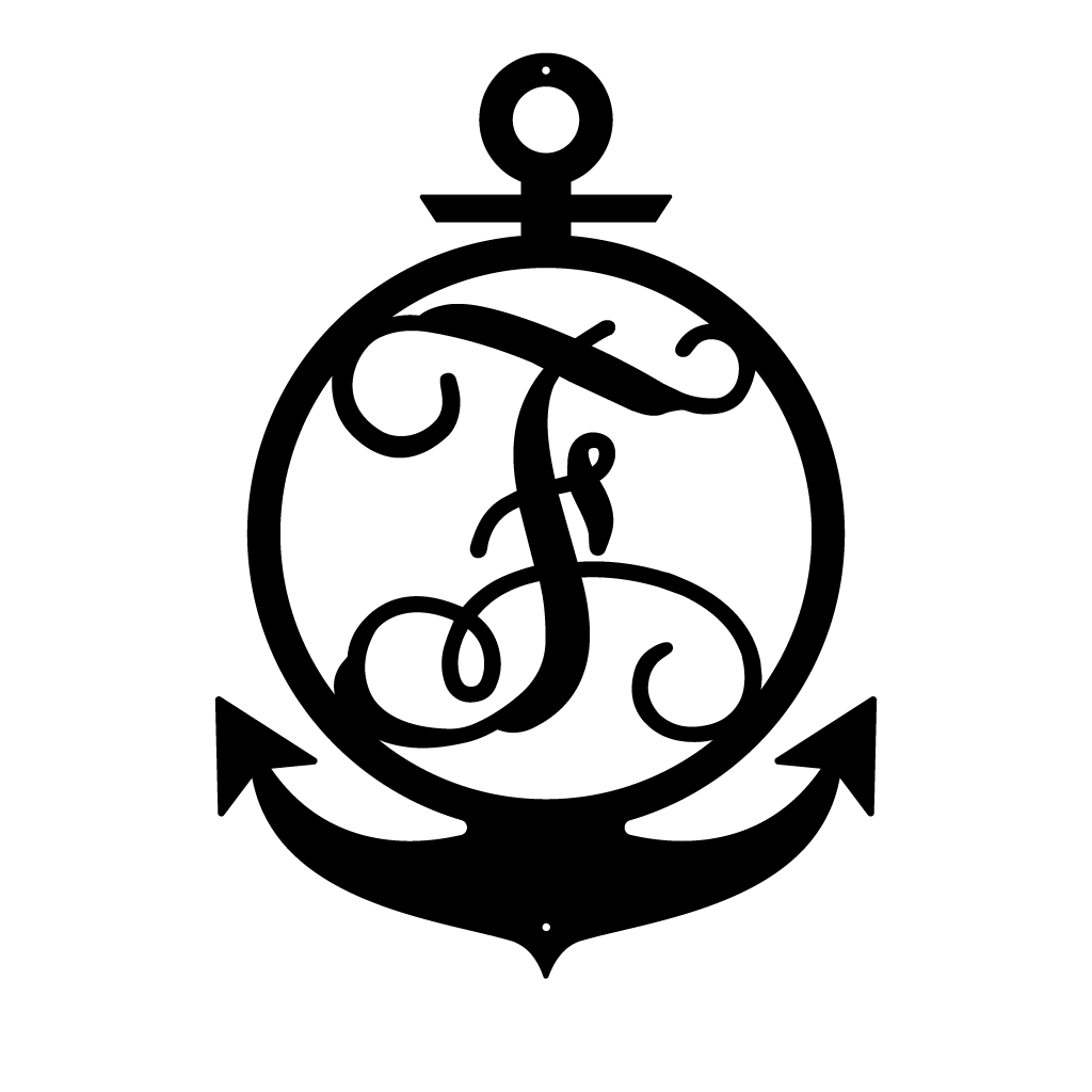 Anchor Initial Monogram 18"x13" / Black / F - RealSteel Center