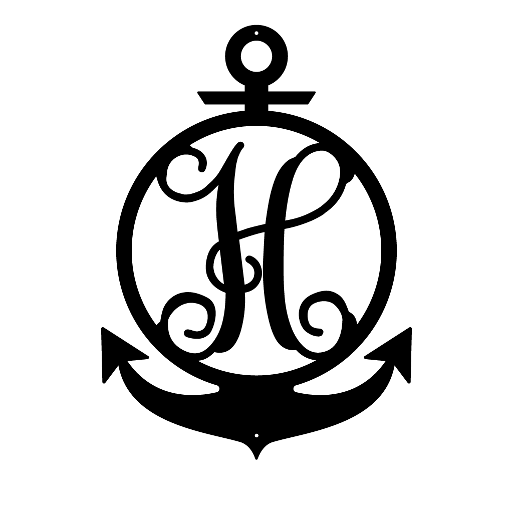 Anchor Initial Monogram 24"x17" / Black / H - RealSteel Center