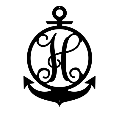 Anchor Initial Monogram 24"x17" / Black / H - RealSteel Center