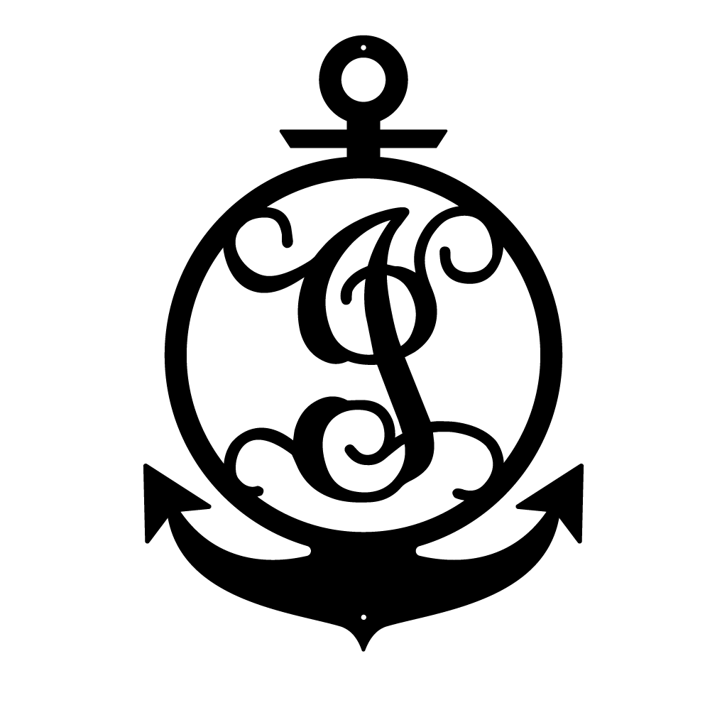 Anchor Initial Monogram 18"x13" / Black / I - RealSteel Center