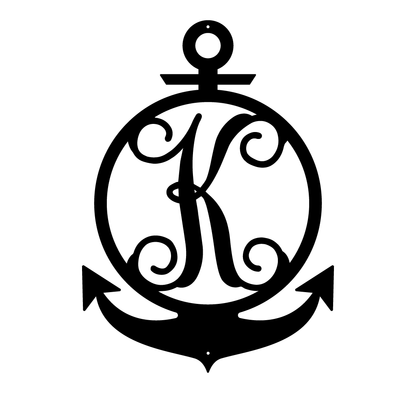 Anchor Initial Monogram 18"x13" / Black / K - RealSteel Center