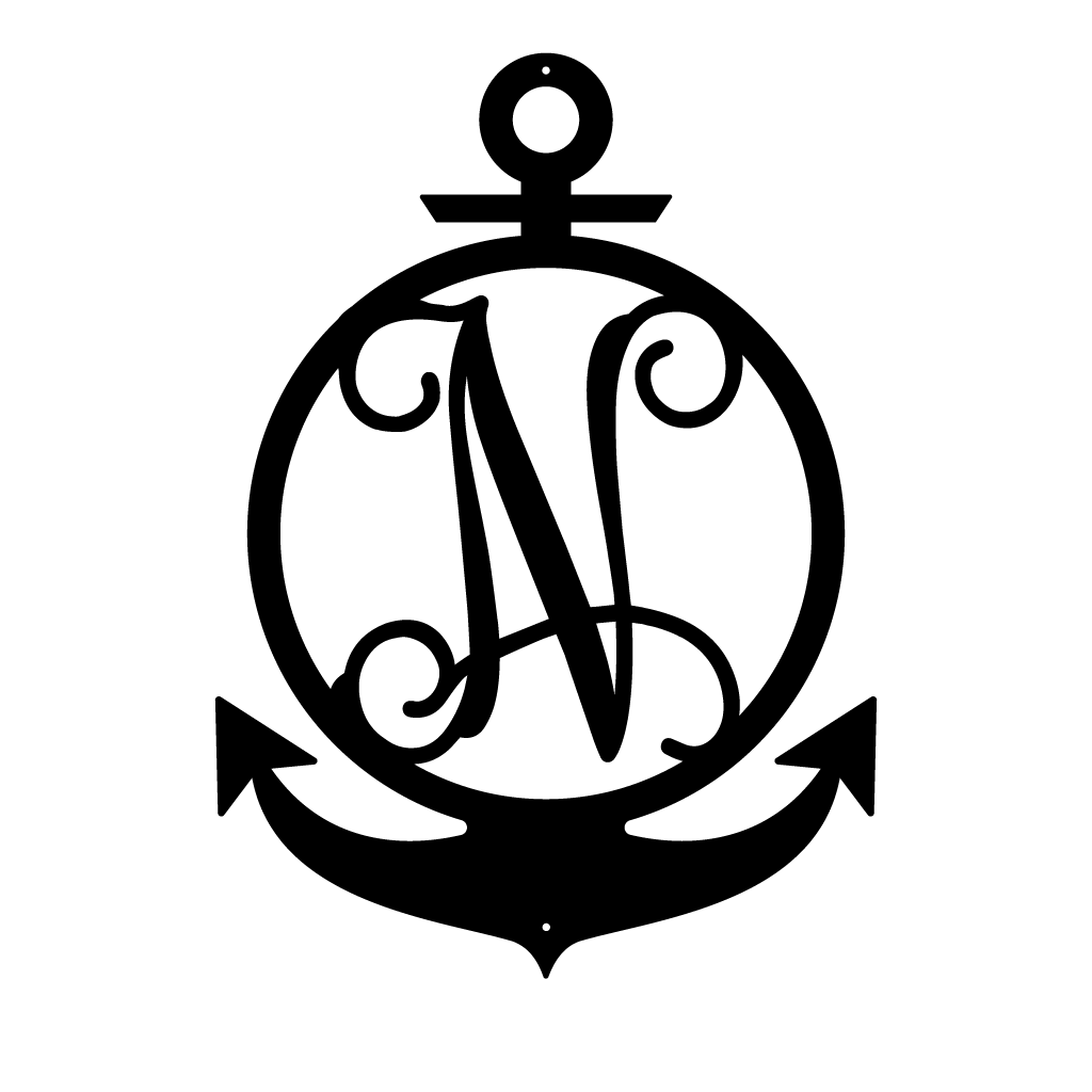 Anchor Initial Monogram 18"x13" / Black / N - RealSteel Center