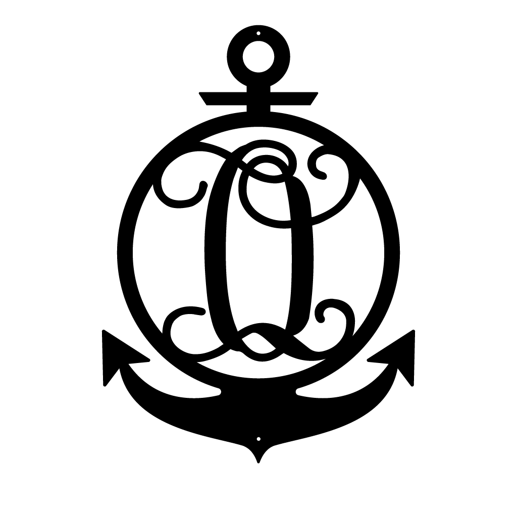 Anchor Initial Monogram 24"x17" / Black / O - RealSteel Center