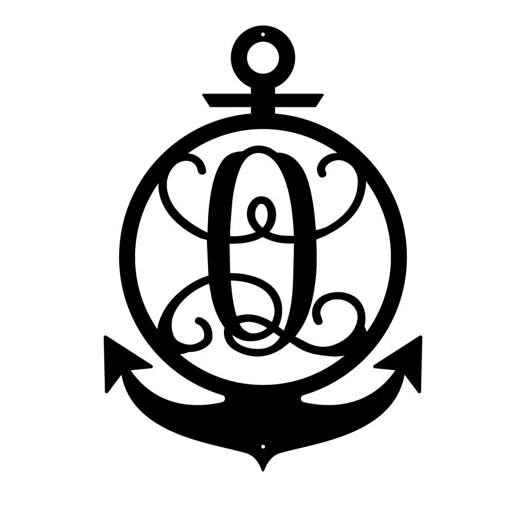 Anchor Initial Monogram 18"x13" / Black / Q - RealSteel Center