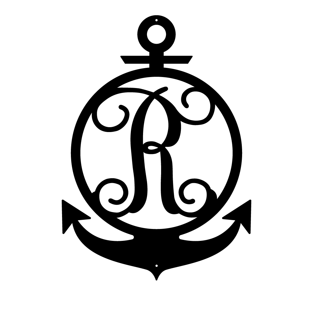 Anchor Initial Monogram 24"x17" / Black / R - RealSteel Center