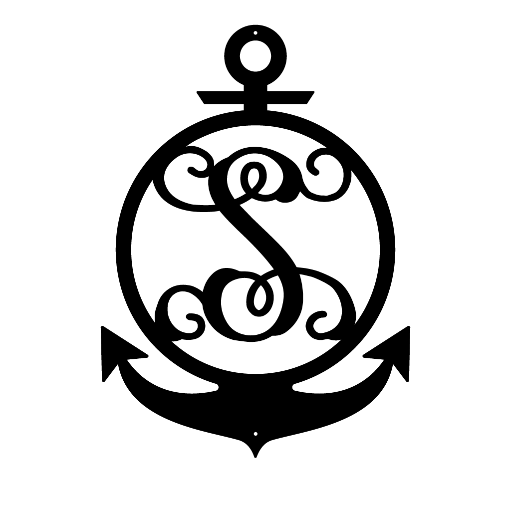 Anchor Initial Monogram 18"x13" / Black / S - RealSteel Center