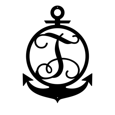 Anchor Initial Monogram 24"x17" / Black / T - RealSteel Center