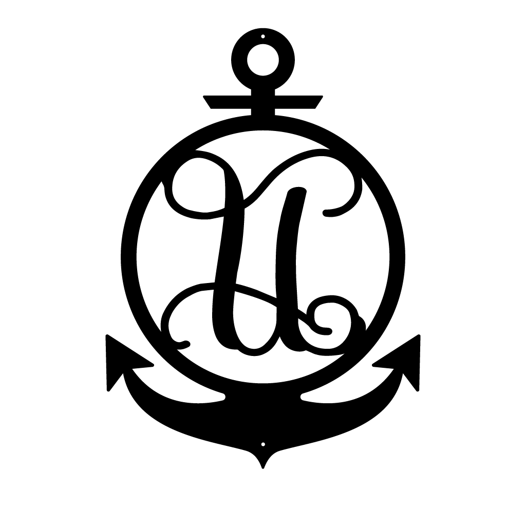 Anchor Initial Monogram 18"x13" / Black / U - RealSteel Center