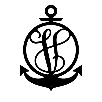 Anchor Initial Monogram 18"x13" / Black / V - RealSteel Center