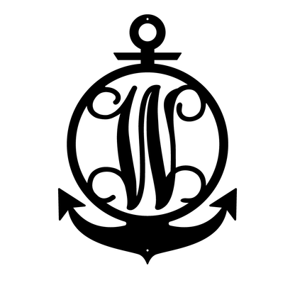 Anchor Initial Monogram 18"x13" / Black / W - RealSteel Center