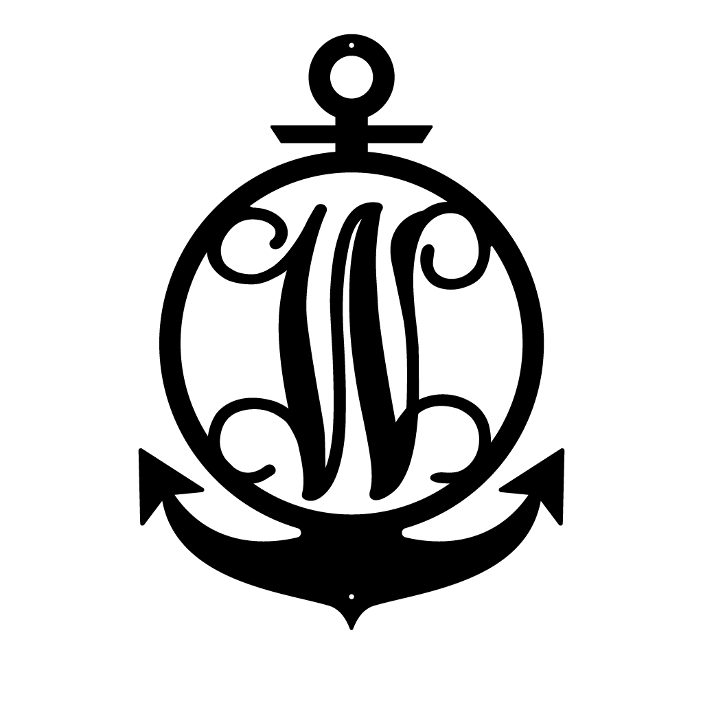 Anchor Initial Monogram 24"x17" / Black / W - RealSteel Center