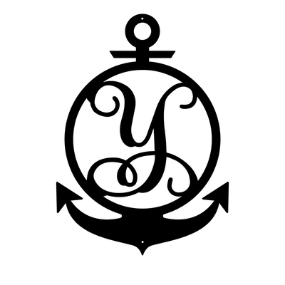 Anchor Initial Monogram 24"x17" / Black / Y - RealSteel Center