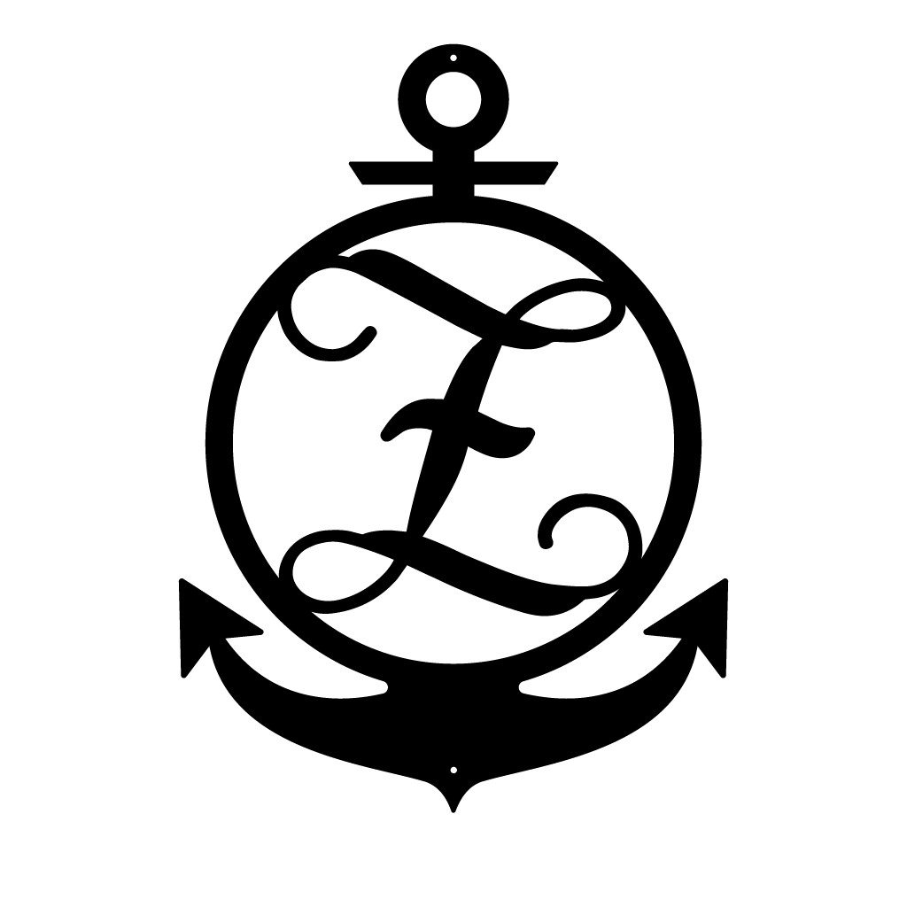 Anchor Initial Monogram 18"x13" / Black / Z - RealSteel Center