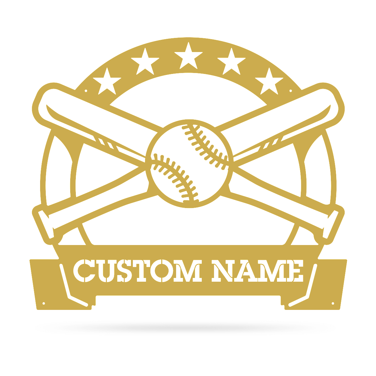 Bat and Ball Monogram 15"x18" / Gold - RealSteel Center