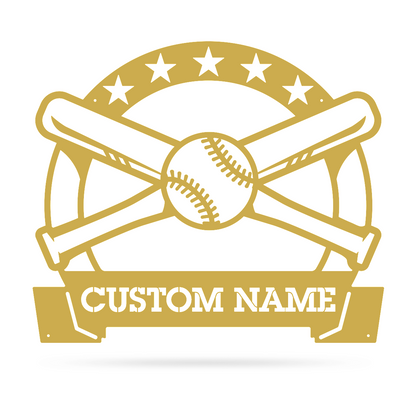 Bat and Ball Monogram 15"x18" / Gold - RealSteel Center