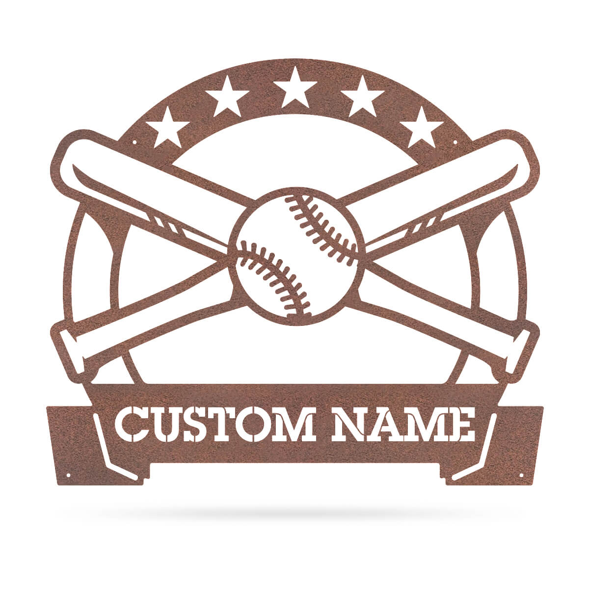 Bat and Ball Monogram 15"x18" / Rust - RealSteel Center