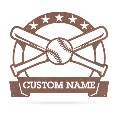 Bat and Ball Monogram 15"x18" / Rust - RealSteel Center