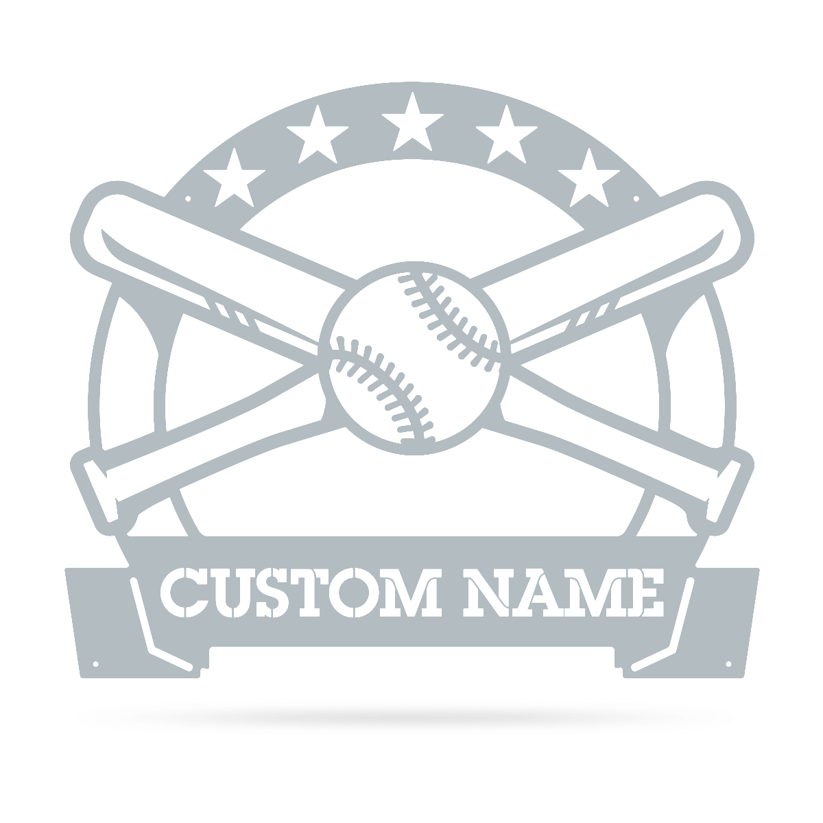 Bat and Ball Monogram 15"x18" / Textured Silver - RealSteel Center