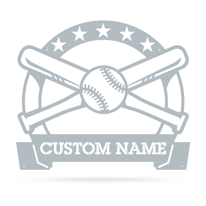 Bat and Ball Monogram 15"x18" / Textured Silver - RealSteel Center