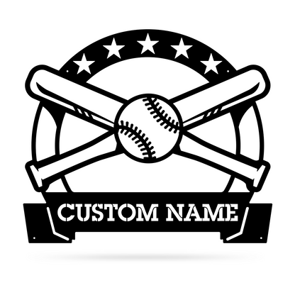 Bat and Ball Monogram 15"x18" / Black - RealSteel Center