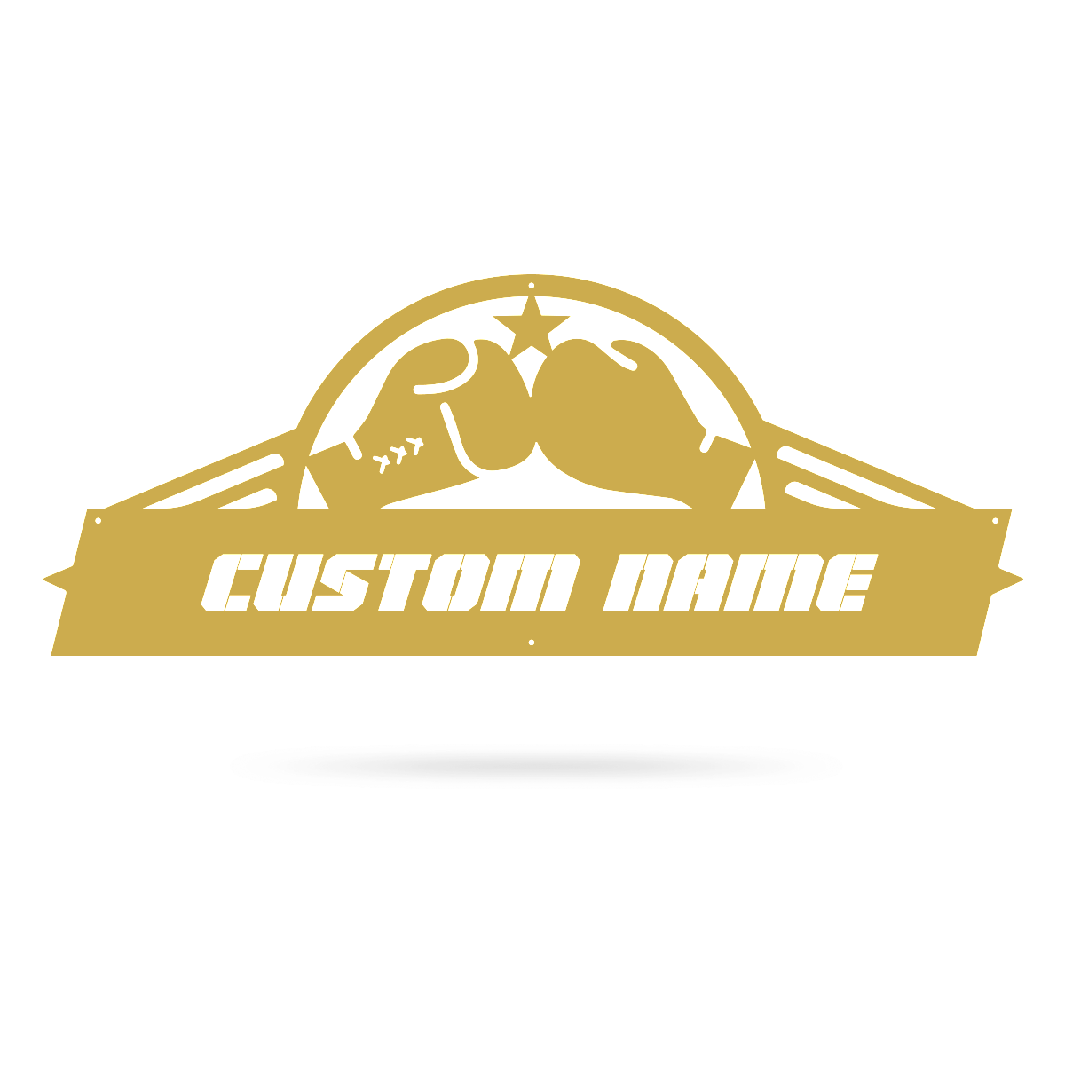 Boxing Gloves Monogram 7"x18" / Gold - RealSteel Center