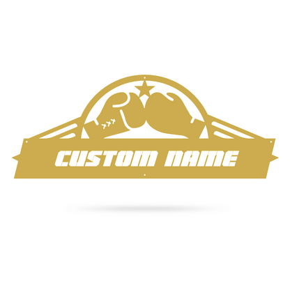 Boxing Gloves Monogram 7"x18" / Gold - RealSteel Center
