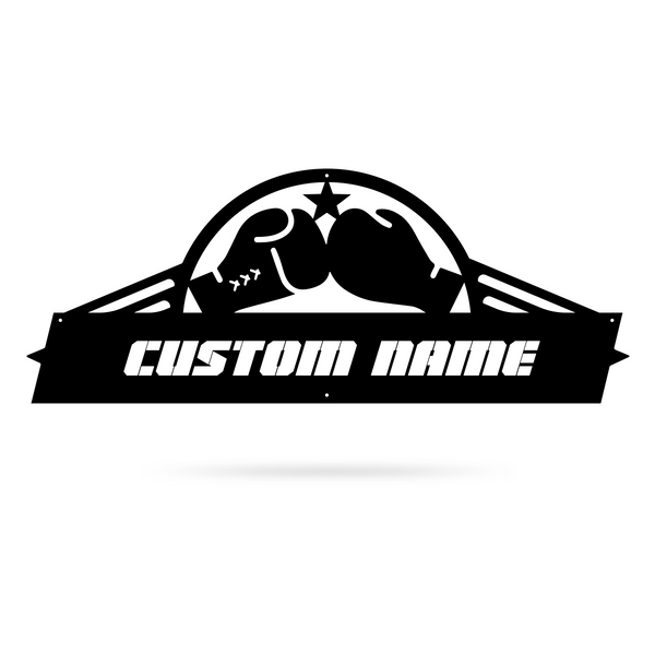 Boxing Gloves Monogram 7"x18" / Black - RealSteel Center