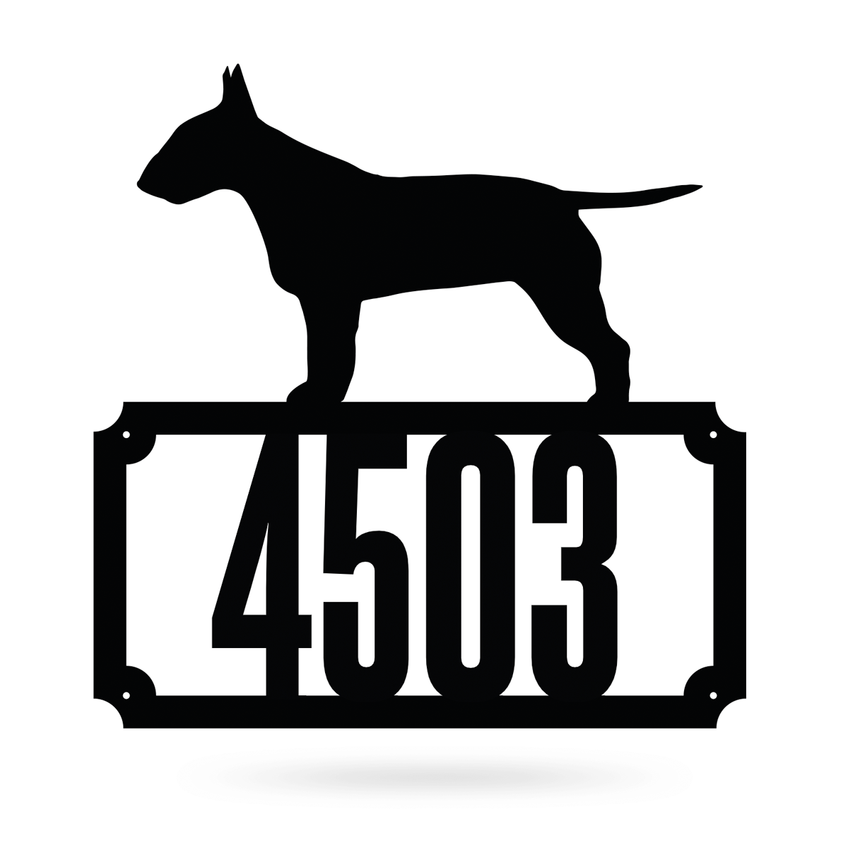 Bull Terrier Home Number Monogram 18"x18" / Black - RealSteel Center