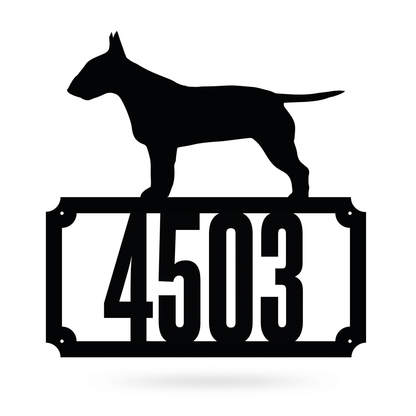Bull Terrier Home Number Monogram 18"x18" / Black - RealSteel Center