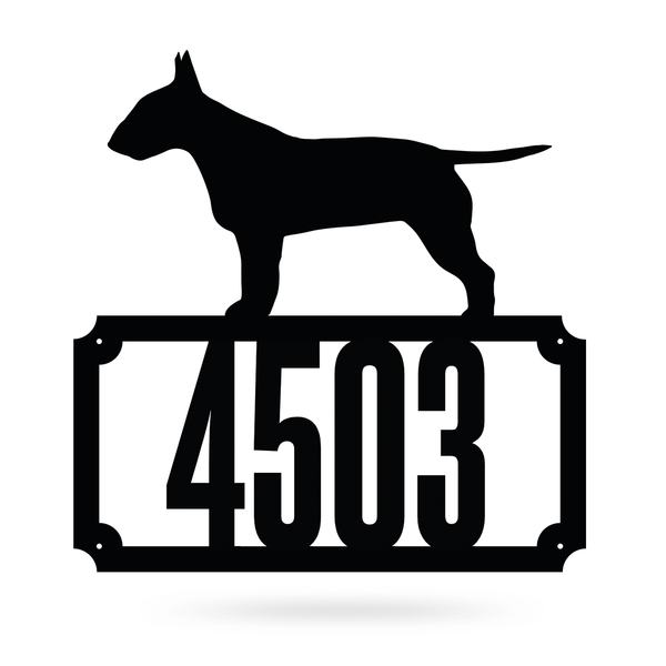 Bull Terrier Home Number Monogram 18"x18" / Black - RealSteel Center