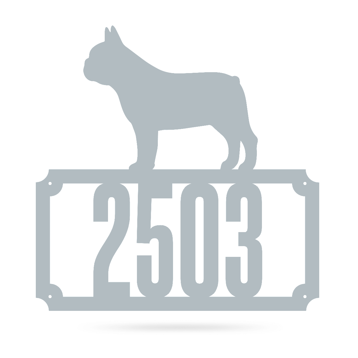 Bulldog Home Number Monogram 18"x18" / Textured Silver - RealSteel Center