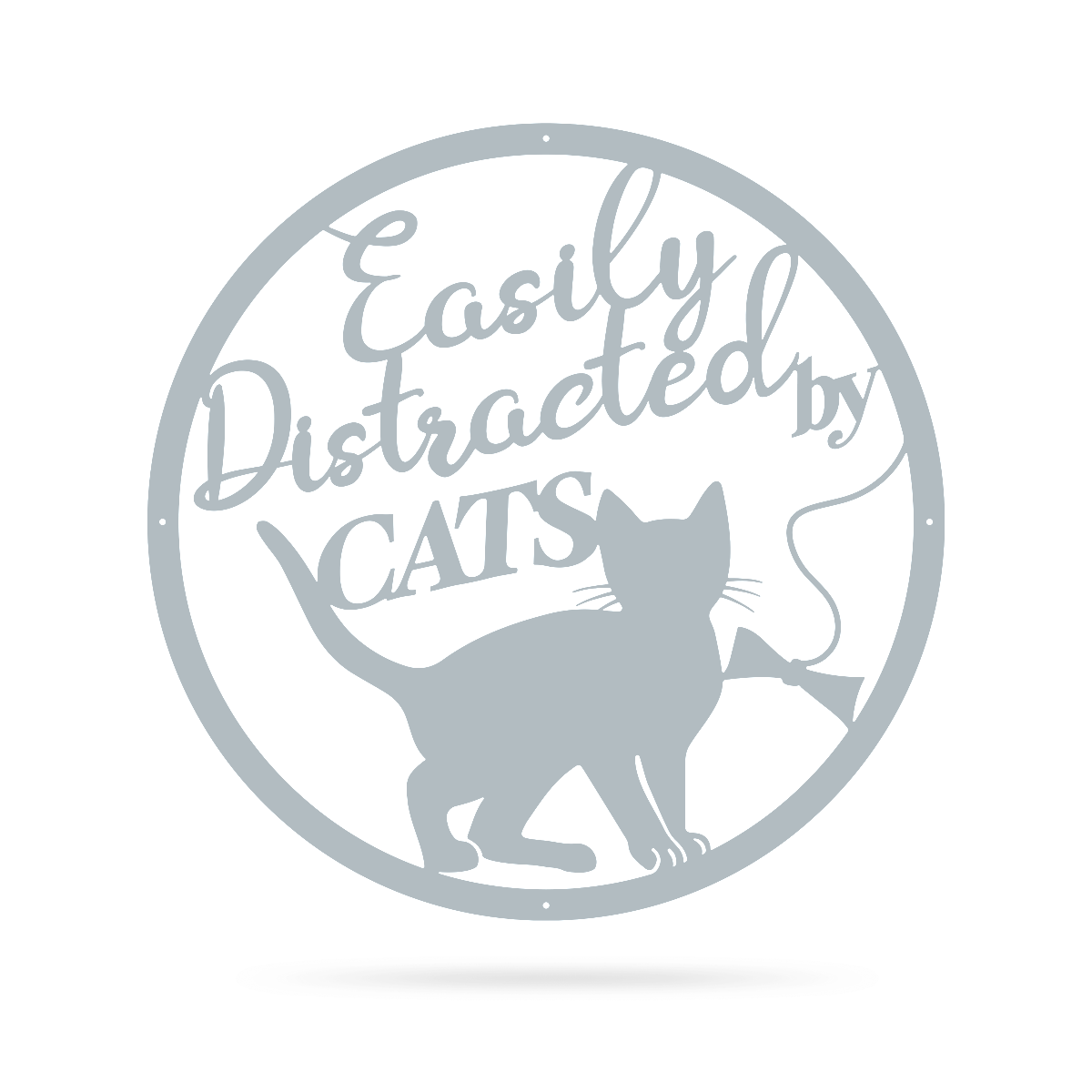 Easily Distracted By Cats Wall Art 14” / Textured Silver - RealSteel Center