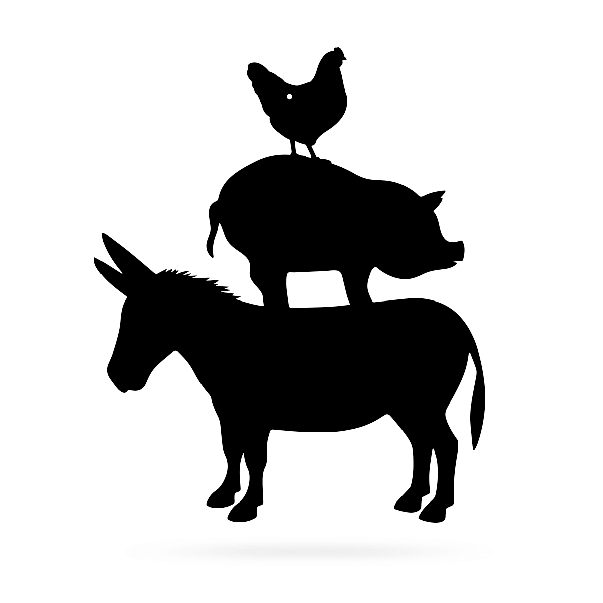 Farmyard Friends Wall Art 12"x14" Donkey - Pig - Chicken / Black - RealSteel Center