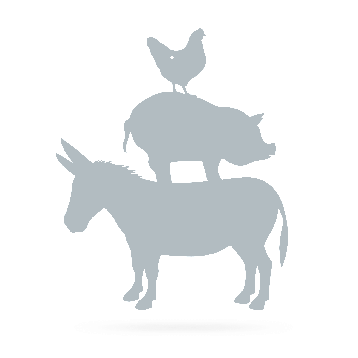 Farmyard Friends Wall Art 12"x14" Donkey - Pig - Chicken / Textured Silver - RealSteel Center