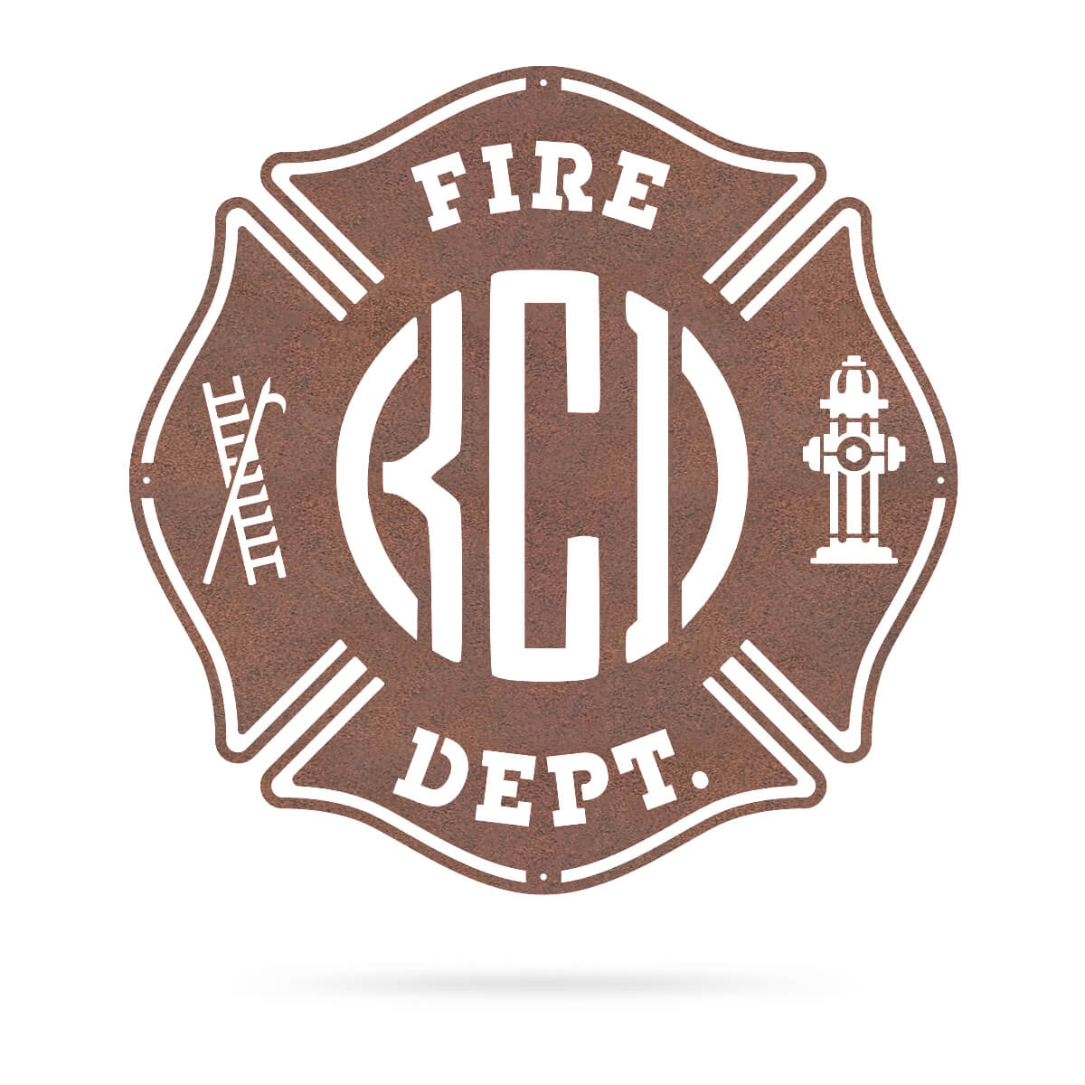 Fire Department Brigade Monogram 22" / Rust - RealSteel Center
