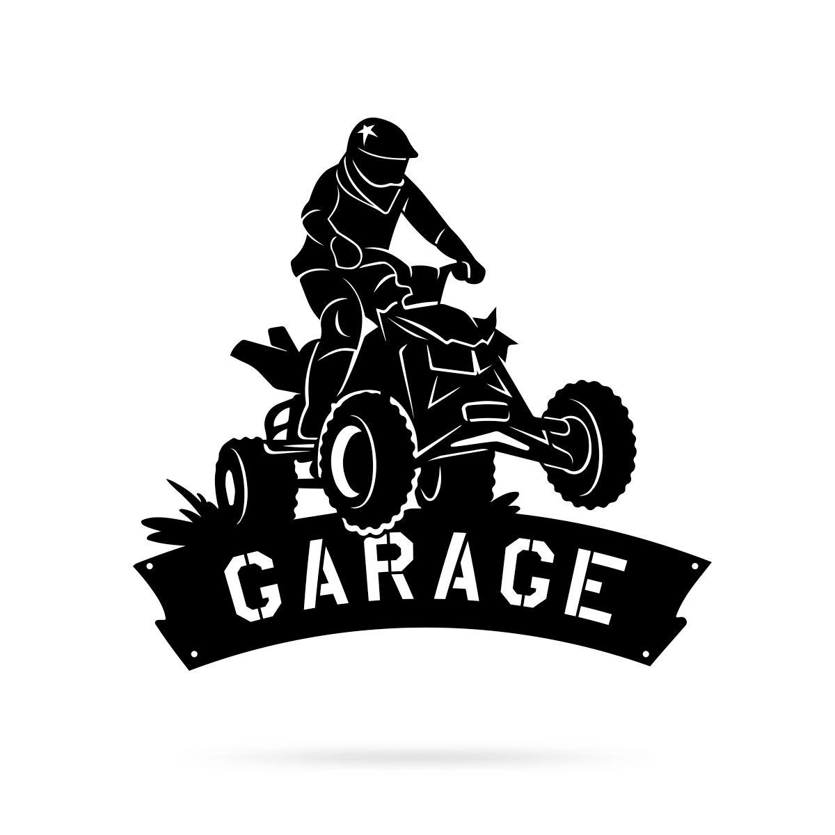 Four Wheeler Garage Metal Sign 18" / Black - RealSteel Center