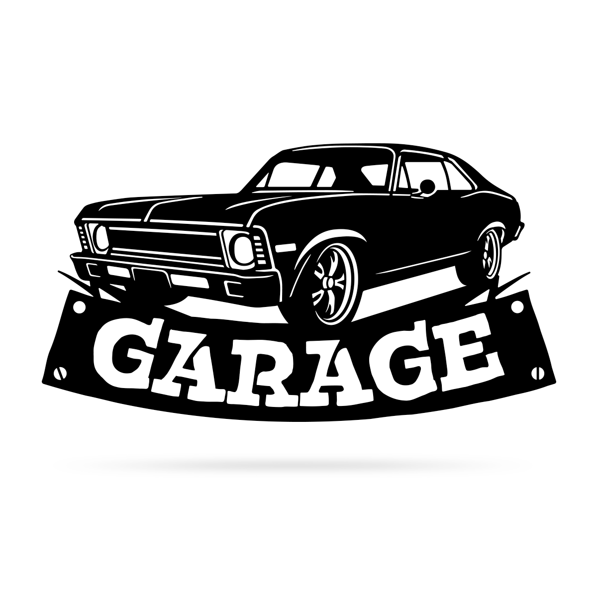 Garage Metal Sign Chevy Nova 12" x 24" / Black - RealSteel Center