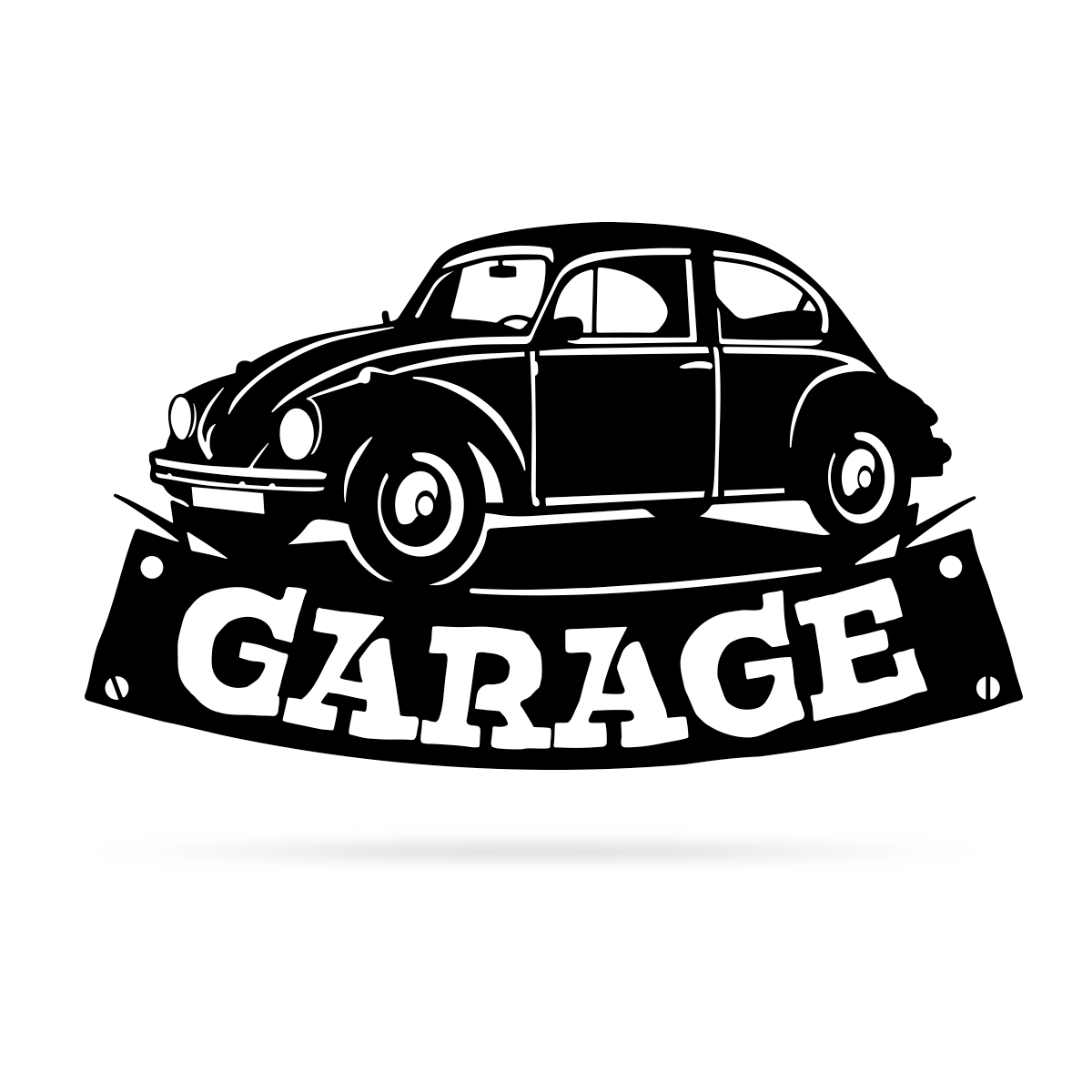 Garage Metal Sign Volkswagen Beetle 12" x 24" / Black - RealSteel Center