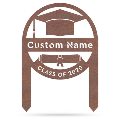 Graduation Monogram Yard Sign 17"x24" / Rust - RealSteel Center