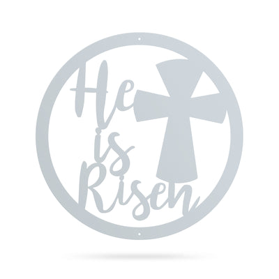 He Is Risen Wall Art 14" / Textured Silver - RealSteel Center