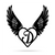 Heart with Angel Wings Monogram 18" X 18" / Black / D - RealSteel Center