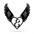 Heart with Angel Wings Monogram 18" X 18" / Black / E - RealSteel Center