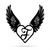 Heart with Angel Wings Monogram 18" X 18" / Black / F - RealSteel Center